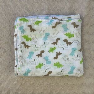Upsimples Dinosaur Baby Swaddle Blanket Green White Blue Brown Dino Muslin